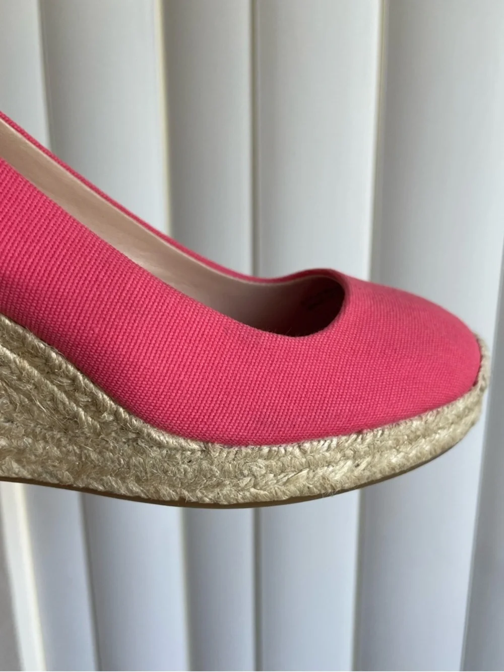J.Crew Seville Canvas Espadrille Wedge Salmon Pink Size 7.5 - Picture 8 of 16